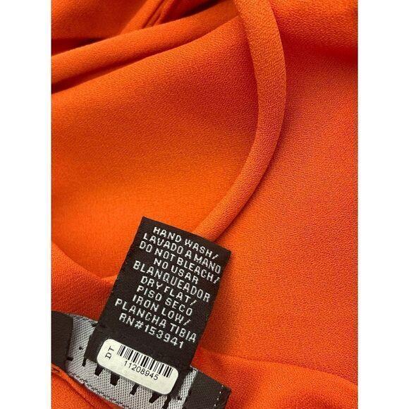 TIMING Orange Lace-Up Back Smocked Waist Blouse Size M - Picture 7 of 7